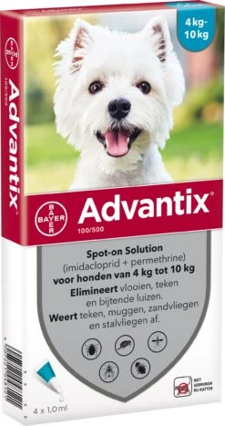 Advantix Spot-on 100 Anti Vlooien- En Tekenmiddel 4 Pipetten 4 -10 Kg