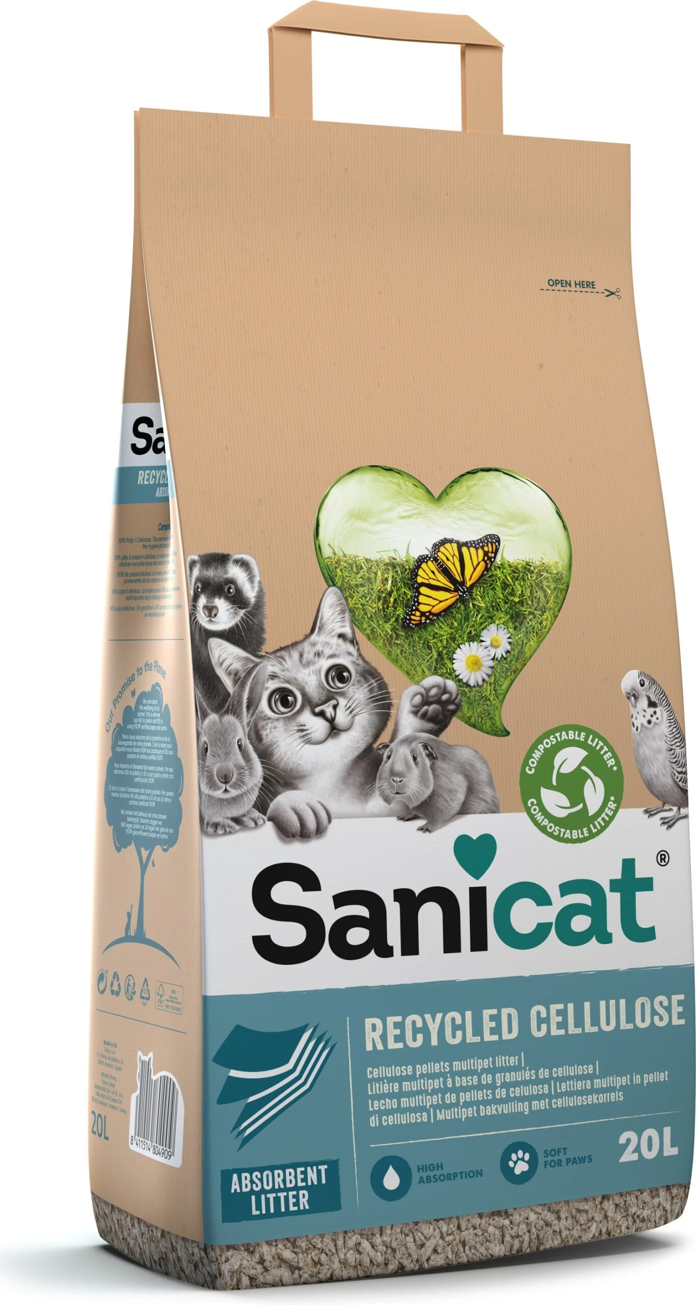 Sanicat Kattenbakvulling Recycled Cellulose 20 L 3 Sanicat Kattenbakvulling Recycled Cellulose 20 L