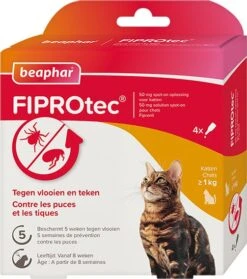Beaphar Vlooiendruppels Fiprotec Kat 1 Kg 4 Stuks