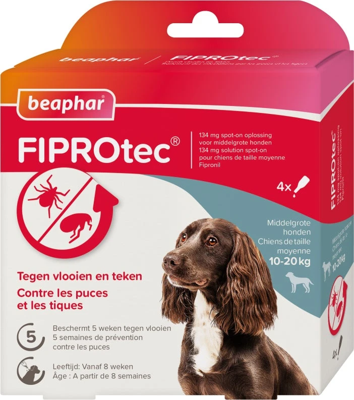 Beaphar Teken- En Vlooiendruppels Fiprotec Hond 10-20 Kg 4 Stuks 3 Beaphar Teken- En Vlooiendruppels Fiprotec Hond 10-20 Kg 4 Stuks