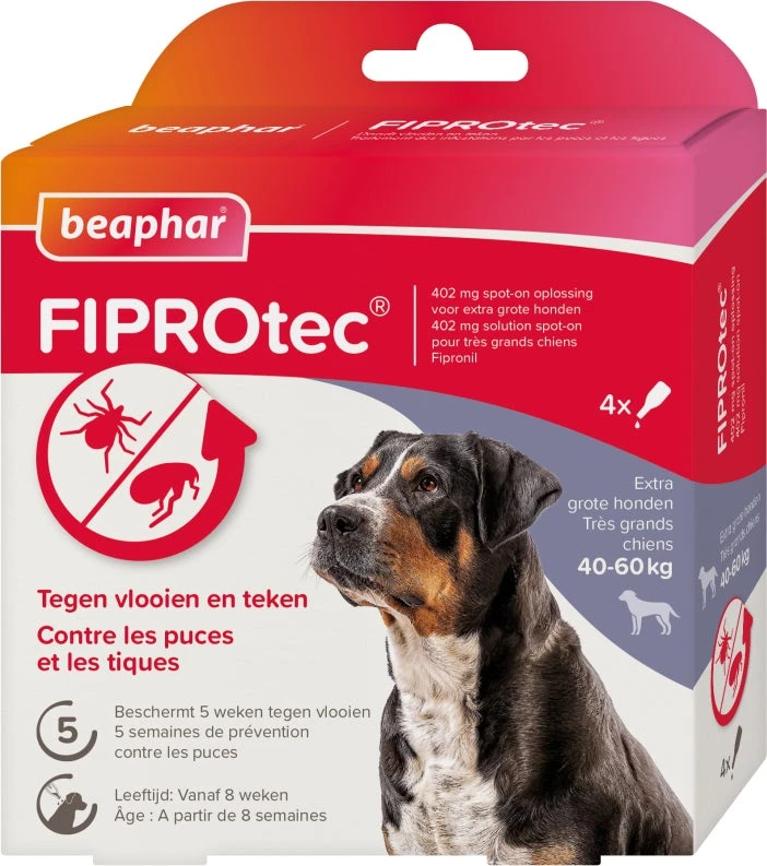 Beaphar Teken- En Vlooiendruppels Fiprotec Hond 40-60 Kg 4 Stuks 3 Beaphar Teken- En Vlooiendruppels Fiprotec Hond 40-60 Kg 4 Stuks