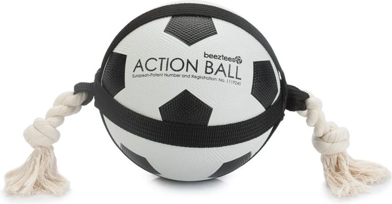 Beeztees Hondenspeelgoed Action Voetbal Met Touw Wit D 19 Cm 3 Beeztees Hondenspeelgoed Action Voetbal Met Touw Wit D 19 Cm