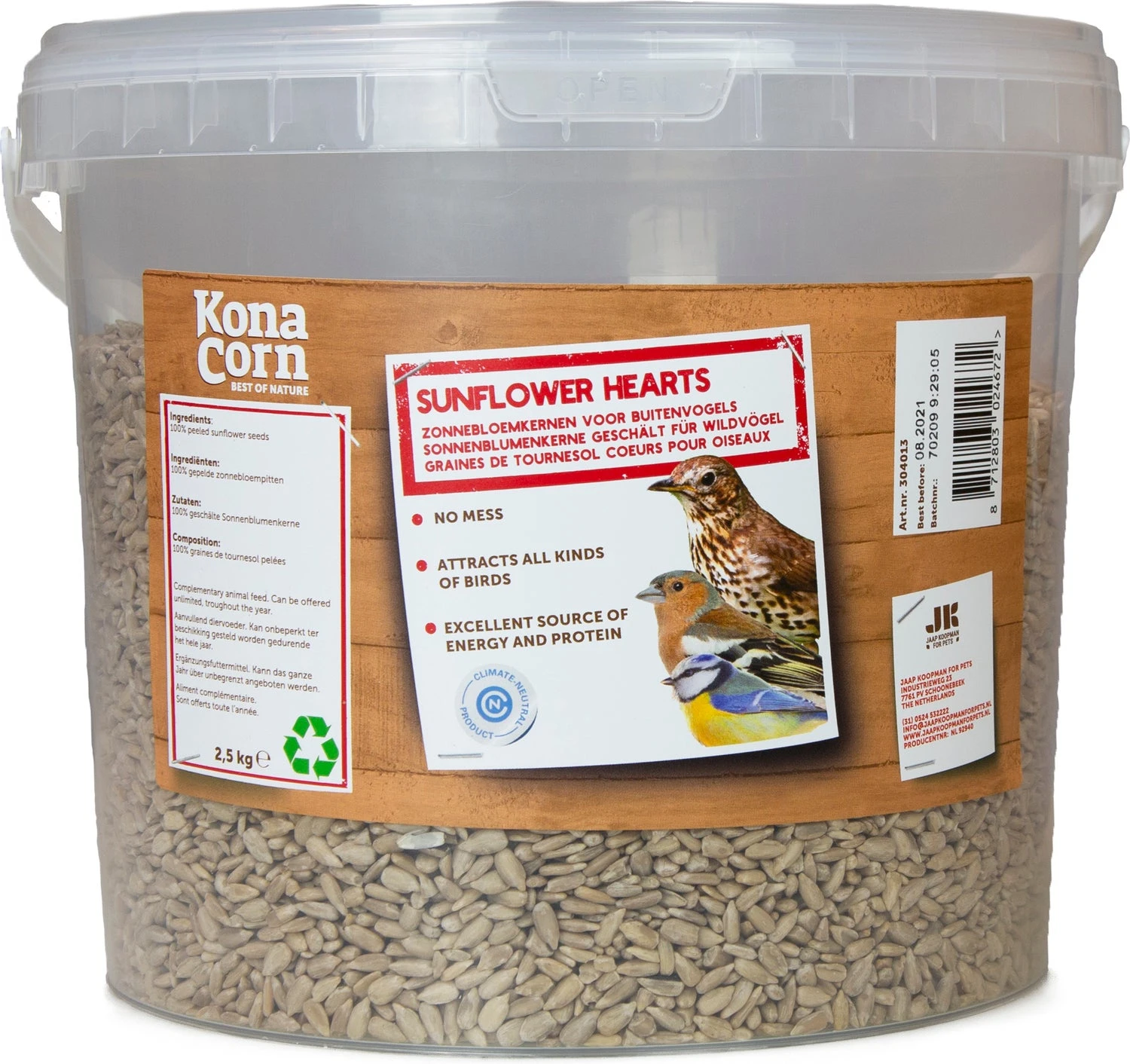 KonaCorn Tuinvogelvoer Zonnebloemkernen Emmer 2,5 Kg 2 KonaCorn Tuinvogelvoer Zonnebloemkernen Emmer 2,5 Kg