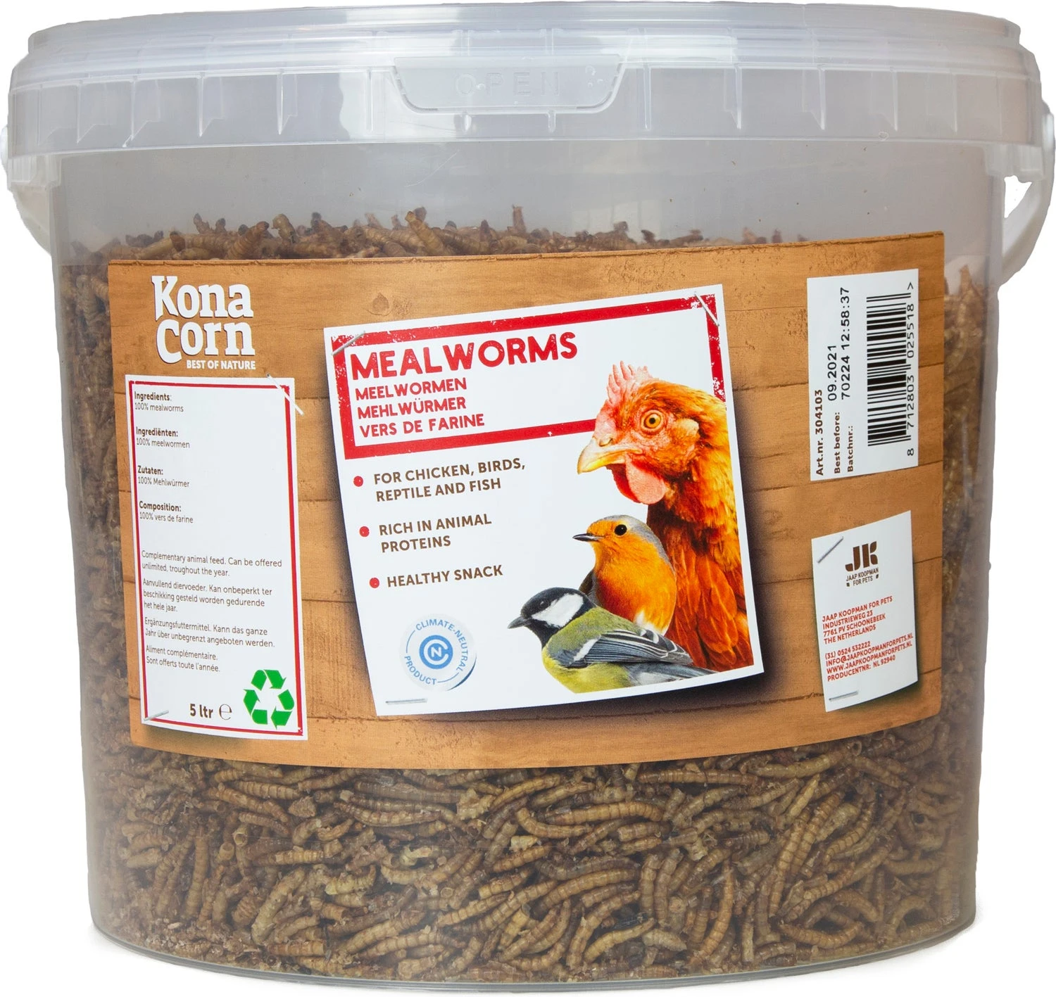 KonaCorn Tuinvogelvoer Meelwormen Emmer 5 L 3 KonaCorn Tuinvogelvoer Meelwormen Emmer 5 L