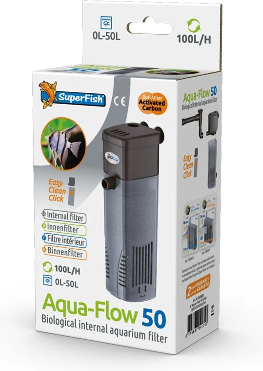 SuperFish Aquarium Filter Aqua-Flow 50 Zwart 100 L/h 4 SuperFish Aquarium Filter Aqua-Flow 50 Zwart 100 L/h - Afbeelding 2
