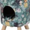 Intratuin Poef Met Kattenmand Bloemenprint D 35 H 42 Cm
